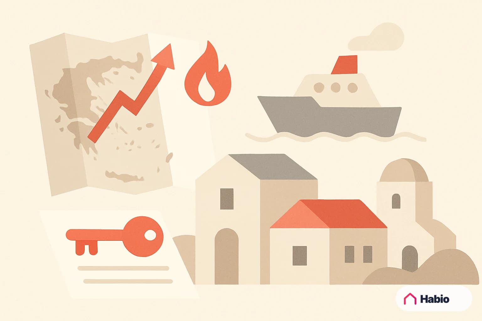 Illustration: Rising Fuel Costs Impact Greek Ferry Services and Property Access