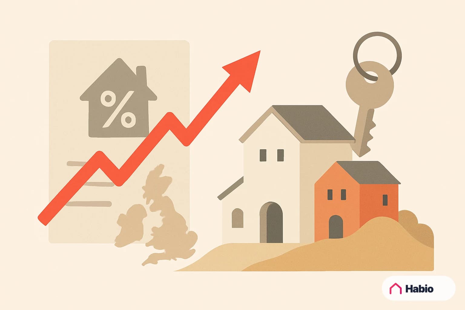 Illustration: UK Mortgage Rates Spike as Country House Prices Decline